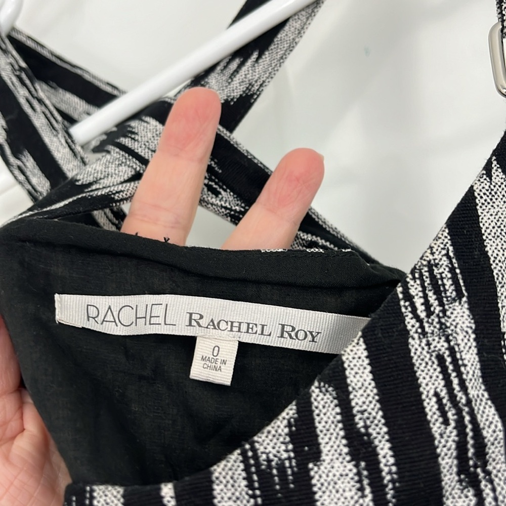 Rachel Roy Size 0 Black, White Print Racerback Mini Tank Dress w/Pockets - Picture 7 of 11
